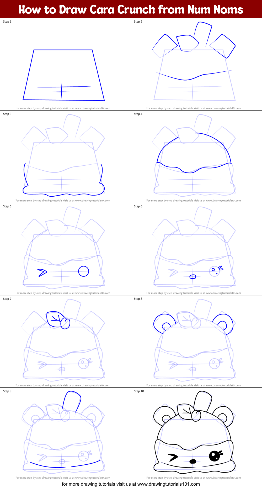 How to Draw Cara Crunch from Num Noms printable step by step drawing ...