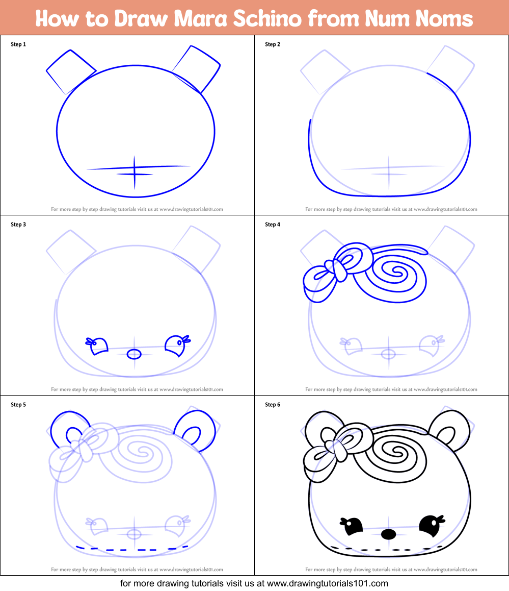 How to Draw Mara Schino from Num Noms printable step by step drawing ...