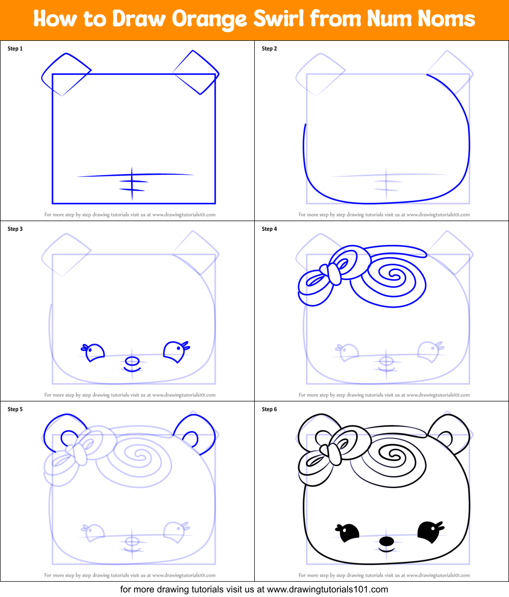 How to Draw Orange Swirl from Num Noms printable step by step drawing ...