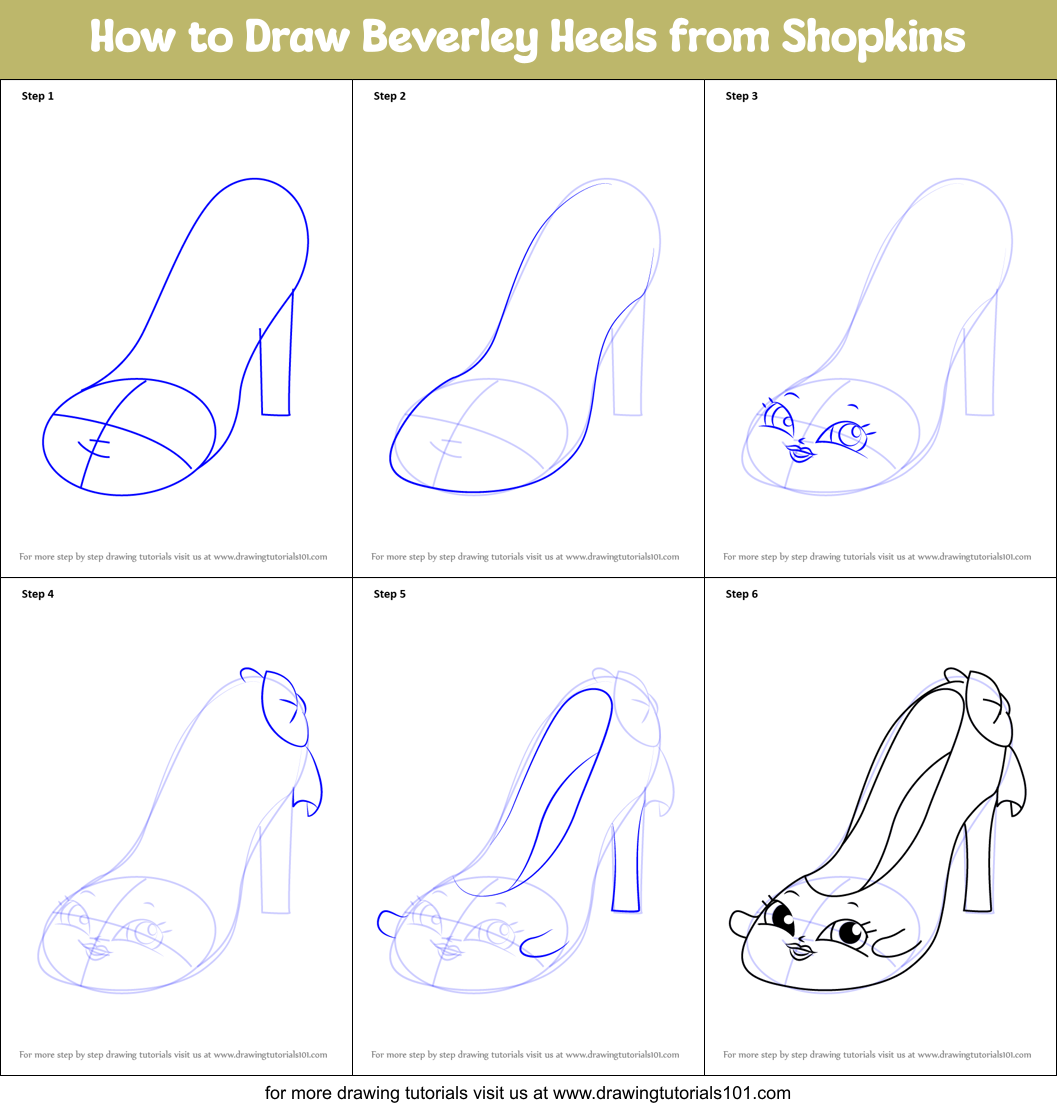 How to Draw Beverley Heels from Shopkins printable step by