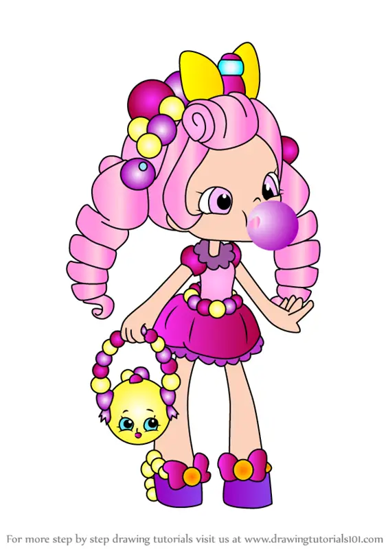 Step by Step How to Draw Bubbleisha from Shopkins : DrawingTutorials101.com