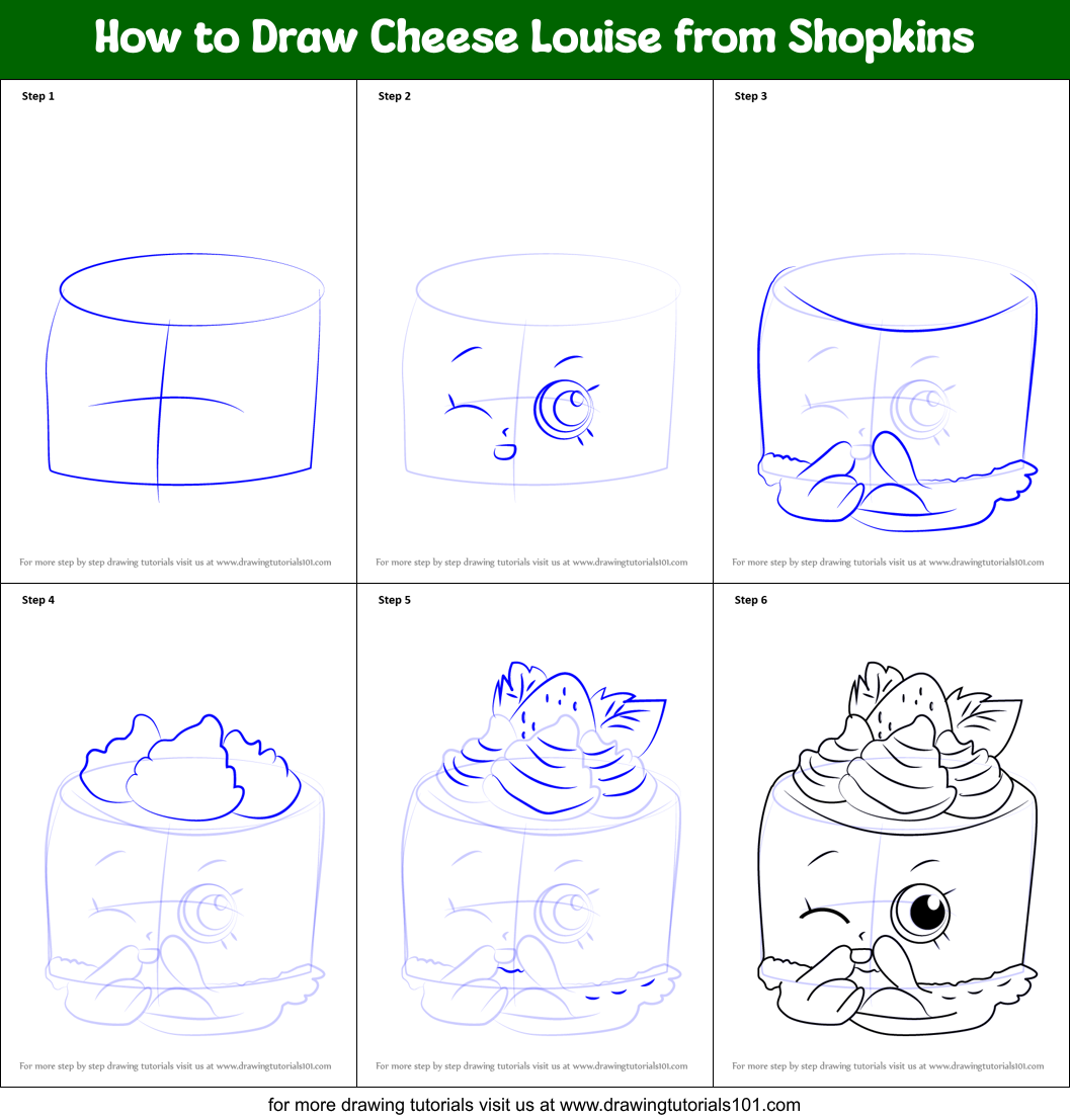 How to Draw Cheese Louise from Shopkins printable step by step drawing ...