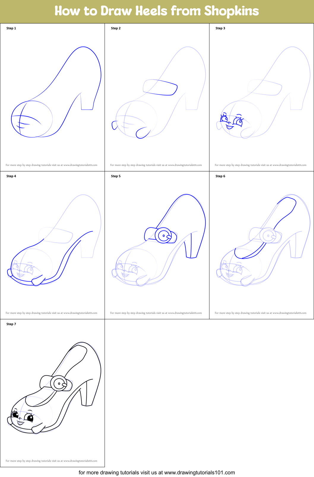 How to Draw Heels from Shopkins printable step by step drawing sheet ...