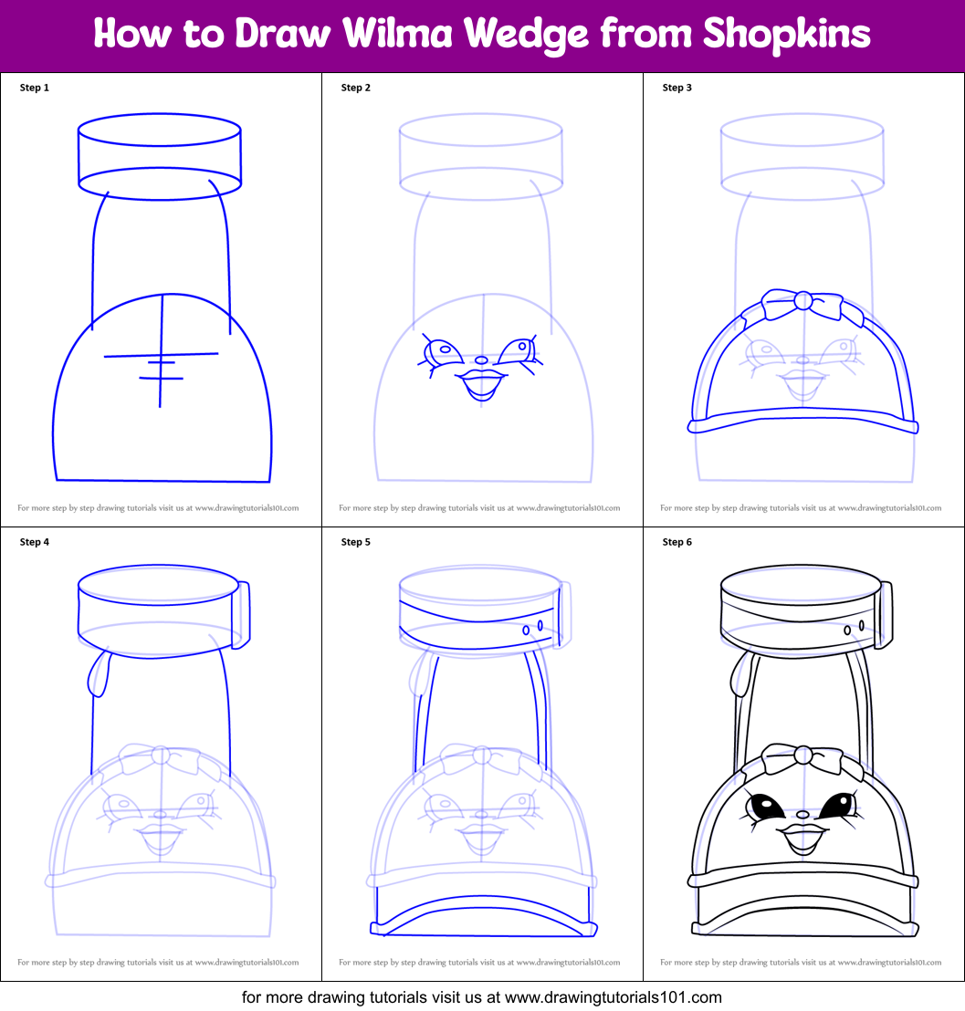 How to Draw Wilma Wedge from Shopkins printable step by step drawing ...