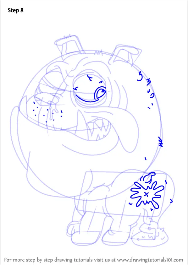 Step by Step How to Draw Blubbering Bulldog from The Ugglys Pet Shop