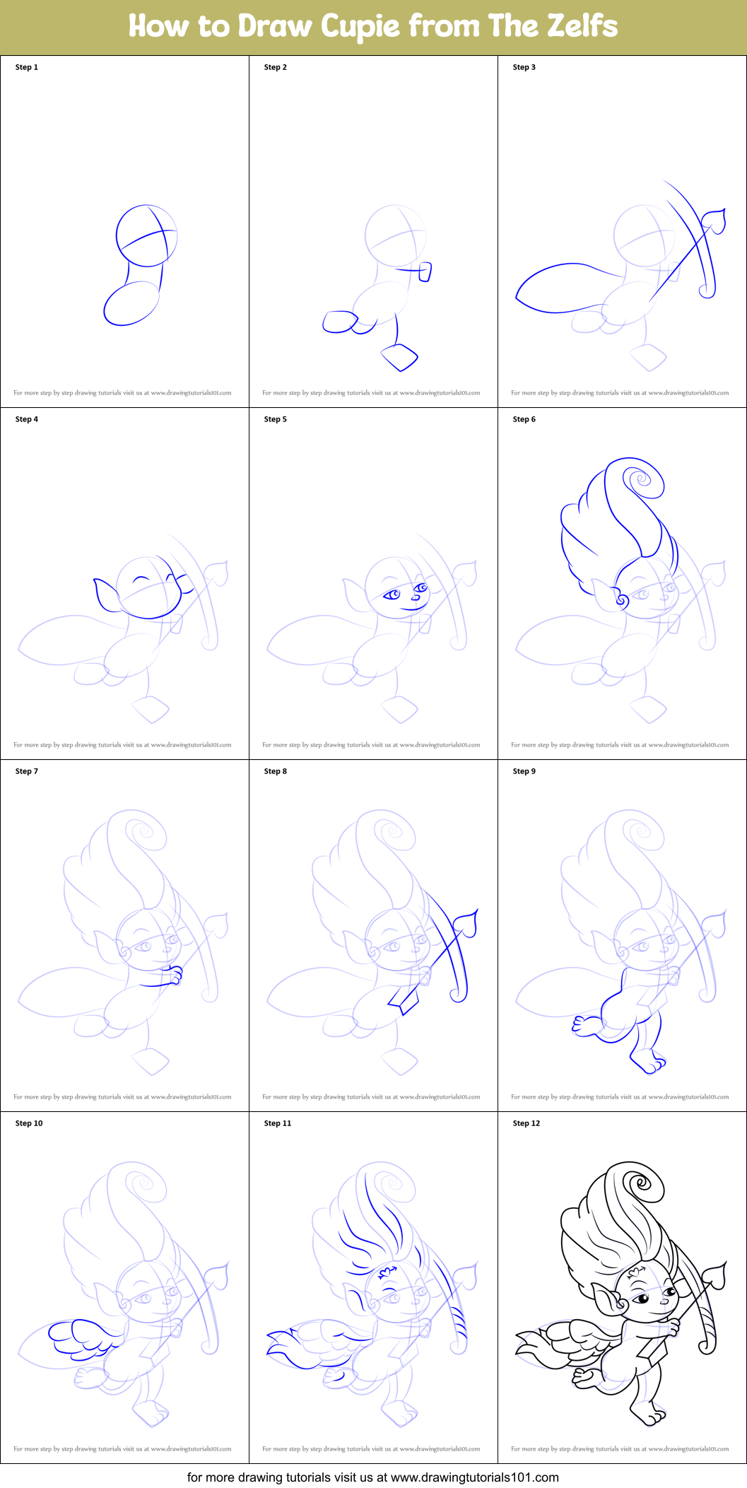 How to Draw Cupie from The Zelfs printable step by step drawing sheet ...