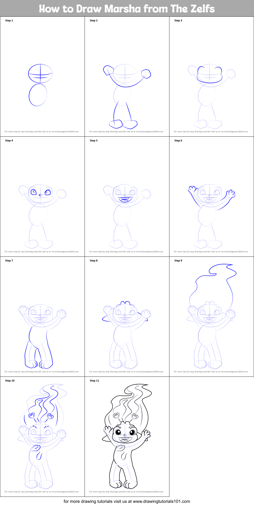 How to Draw Marsha from The Zelfs printable step by step drawing sheet ...