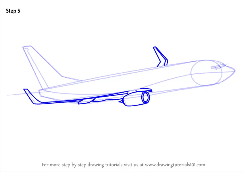 Learn How to Draw a Boeing 737 (Airplanes) Step by Step : Drawing Tutorials