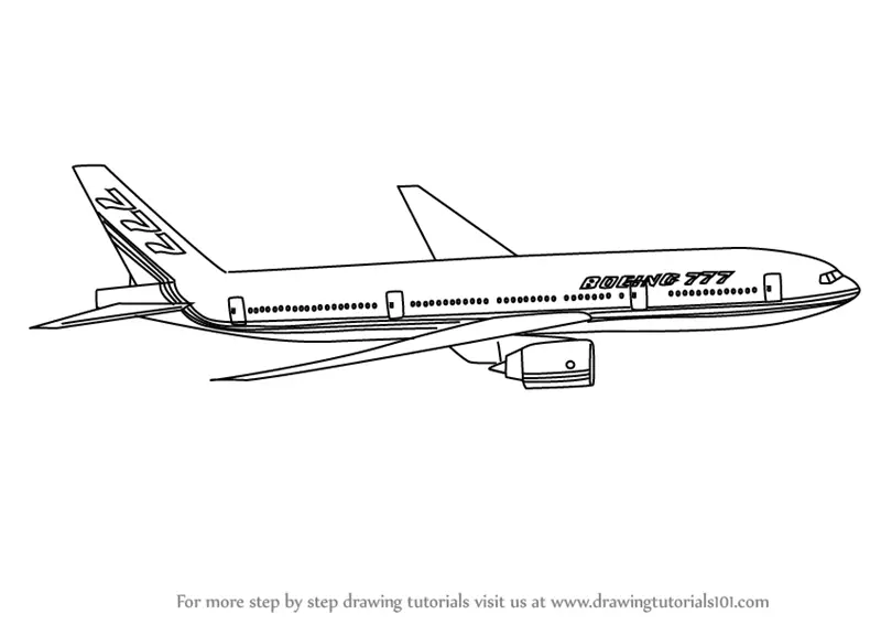 Learn How to Draw a Boeing 777 (Airplanes) Step by Step Drawing Tutorials