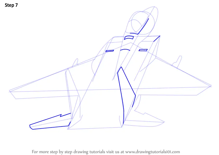 Step by Step How to Draw a Jet Plane : DrawingTutorials101.com