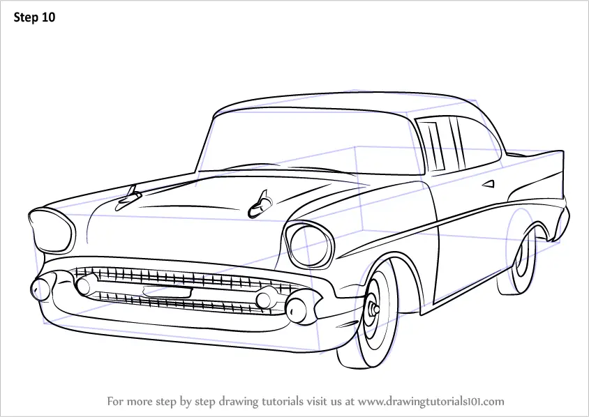 Learn How to Draw a 1957 Chevy Bel Air (Cars) Step by Step Drawing