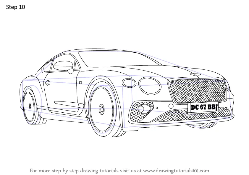 Learn How to Draw Bentley Continental (Cars) Step by Step : Drawing