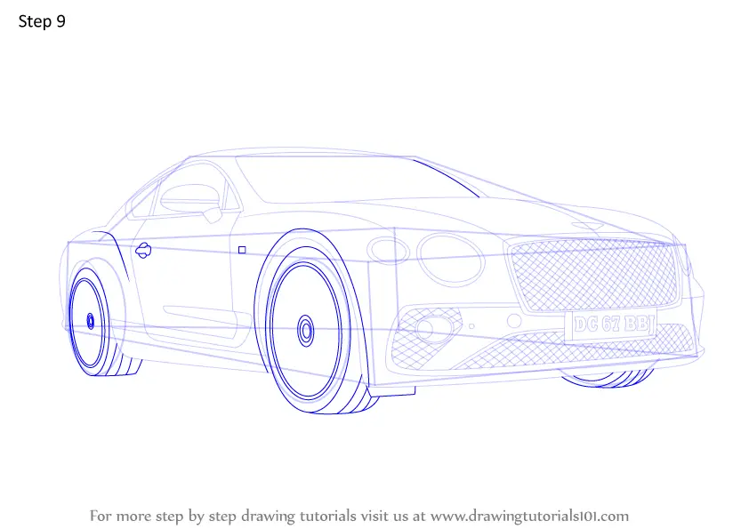 Learn How to Draw Bentley Continental (Cars) Step by Step : Drawing