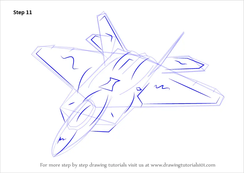 How to Draw Lockheed Martin F22 Raptor (Fighter Jets) Step by Step