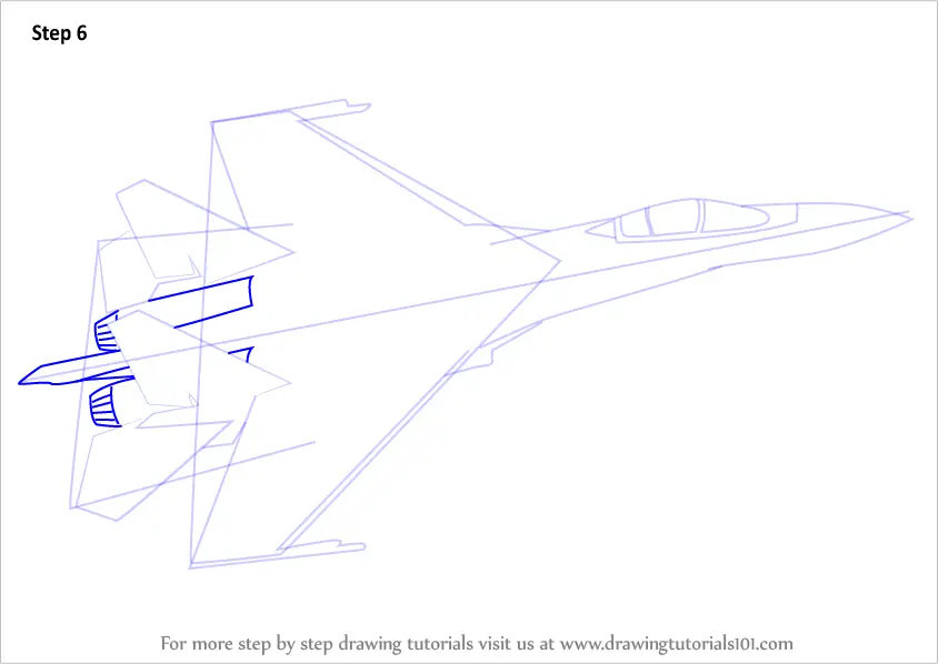 Learn How to Draw Sukhoi SU-35 (Fighter Jets) Step by Step : Drawing ...