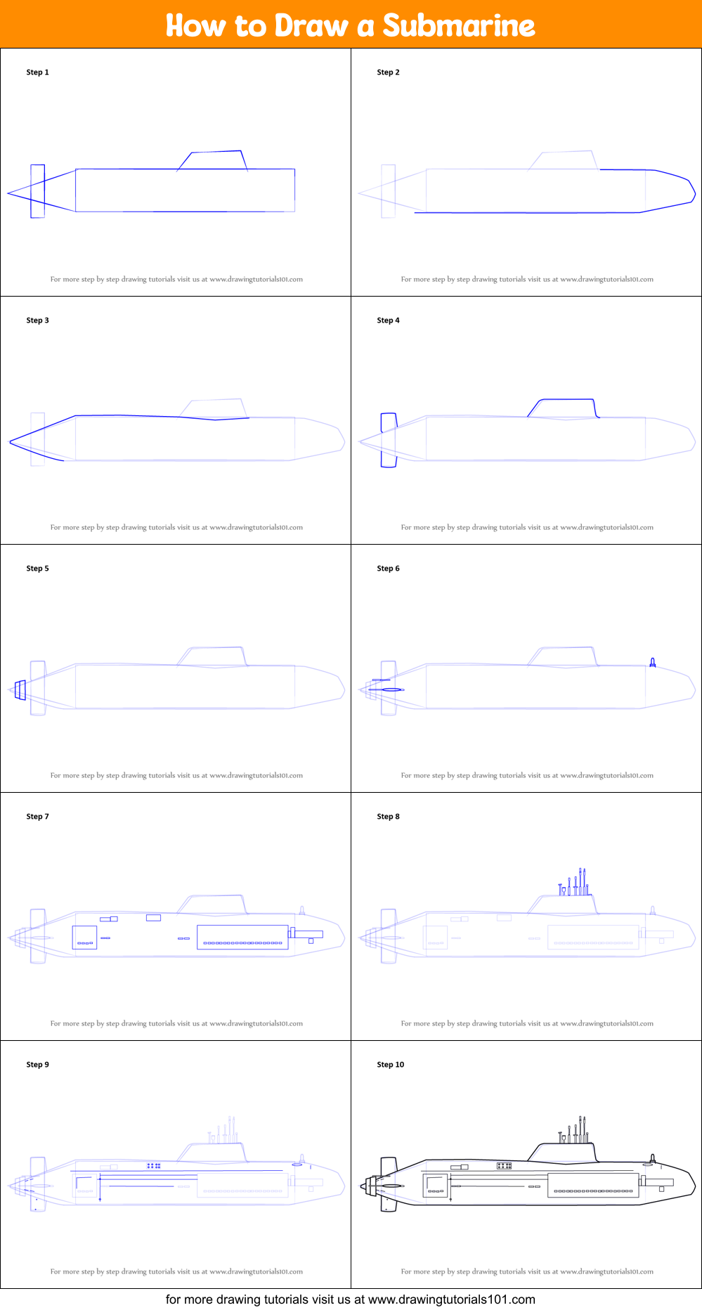 simple submarine drawing