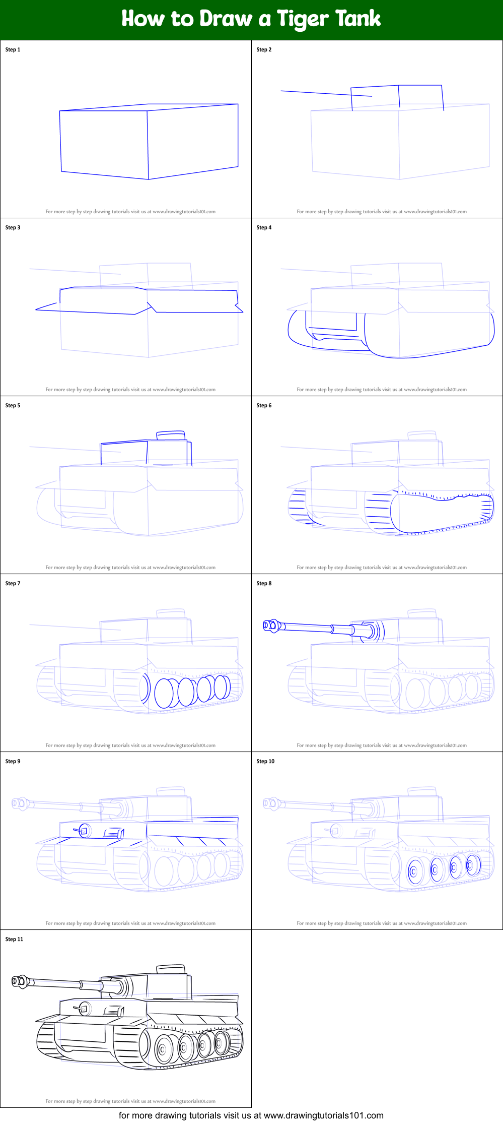 how to draw a military tank step by step