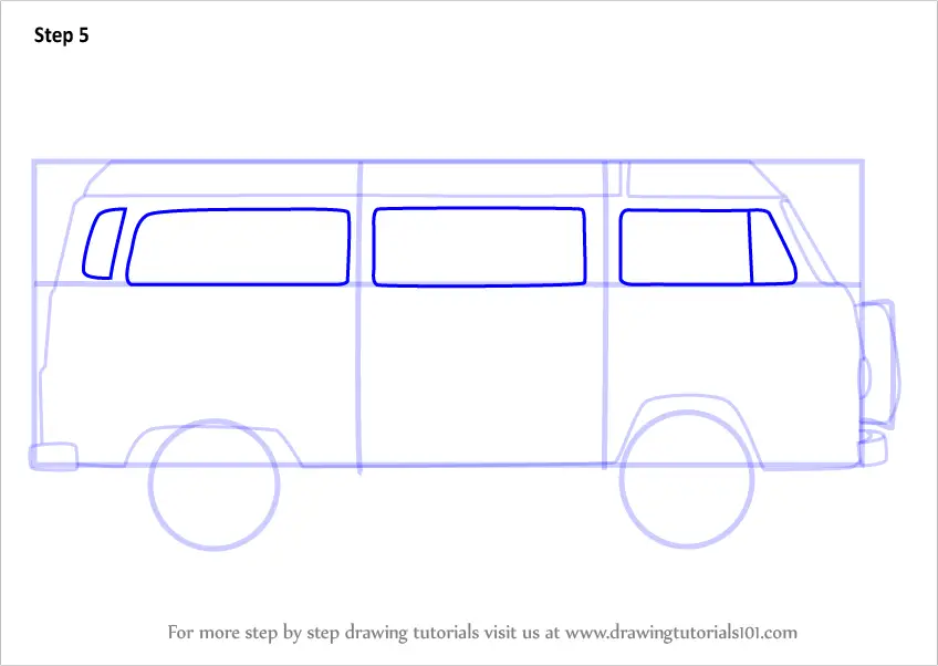 Learn How to Draw a Camper Van (Other) Step by Step : Drawing Tutorials