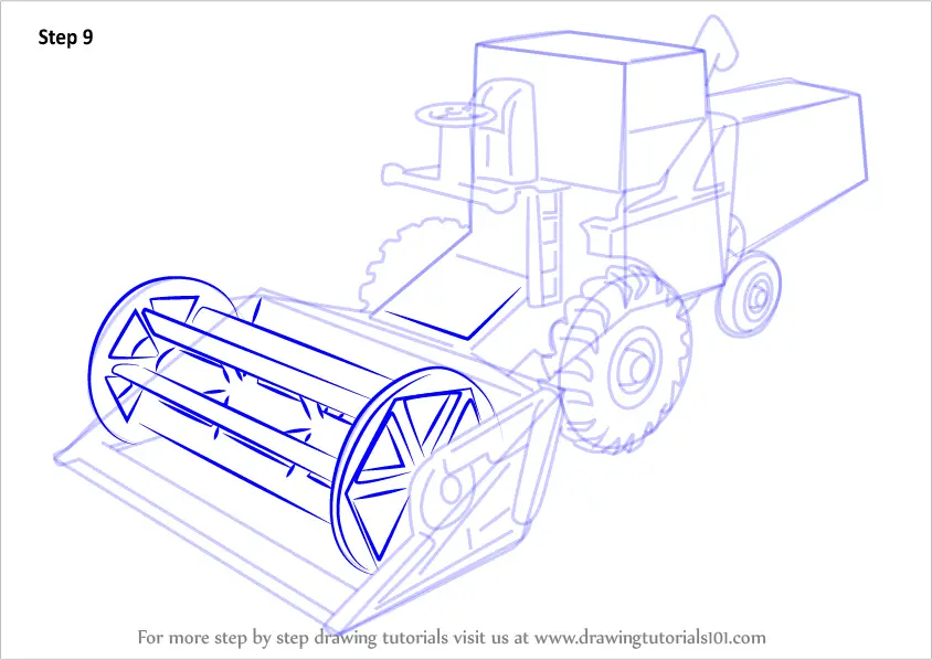 Step by Step How to Draw Combine Harvester