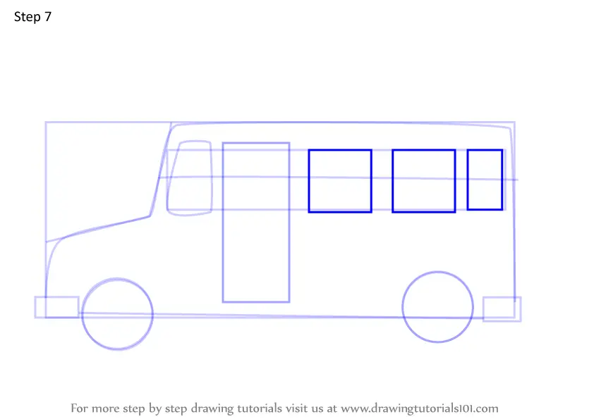 Step by Step How to Draw a Simple School Bus : DrawingTutorials101.com