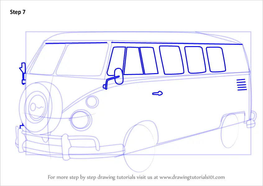 How to Draw Volkswagen Bus (Other) Step by Step