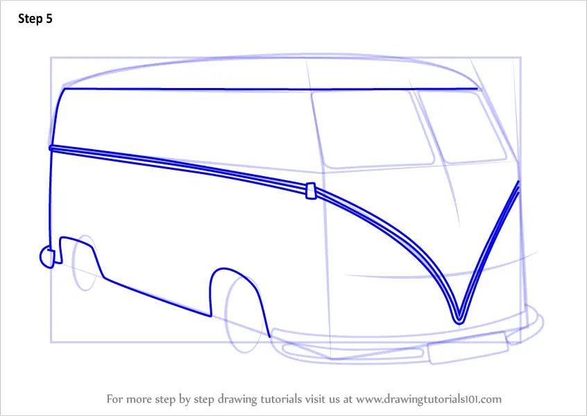 Step by Step How to Draw Volkswagen Van : DrawingTutorials101.com