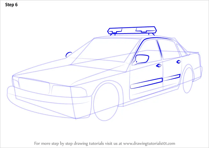 Step by Step How to Draw a Police Car : DrawingTutorials101.com