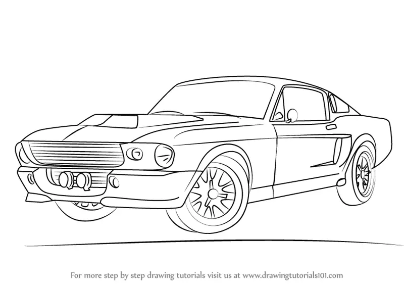 Learn How to Draw a 1968 Mustang (Sports Cars) Step by Step Drawing