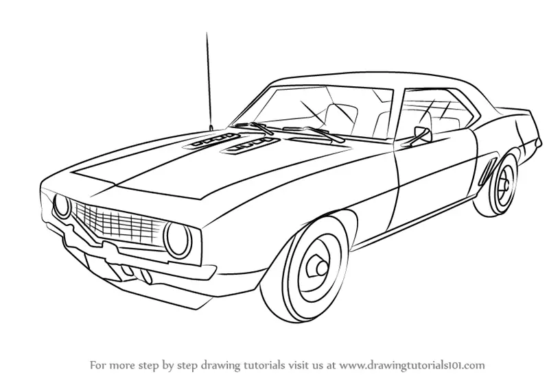 Step by Step How to Draw a 1969 Camaro