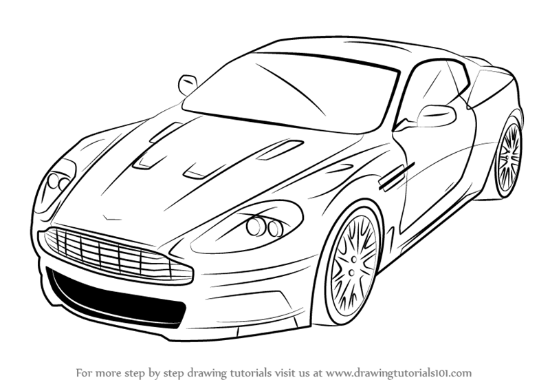 Learn How to Draw Aston Martin DBS (Sports Cars) Step by Step : Drawing ...