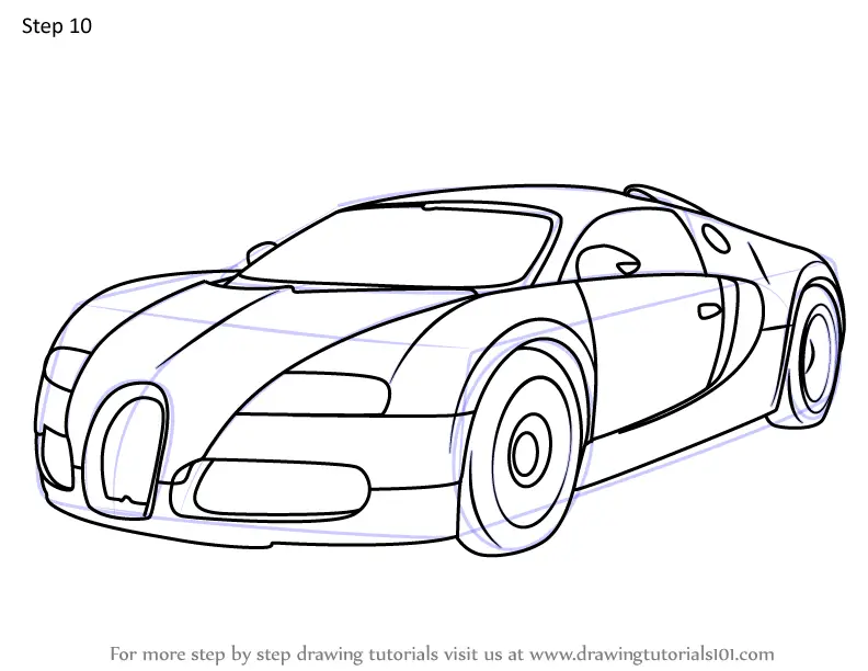 Learn How to Draw a Bugatti Car (Sports Cars) Step by Step : Drawing ...