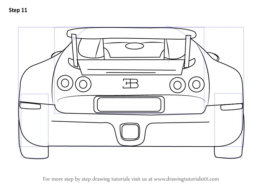 Learn How to Draw a Bugatti Veyron Rear (Sports Cars) Step by Step