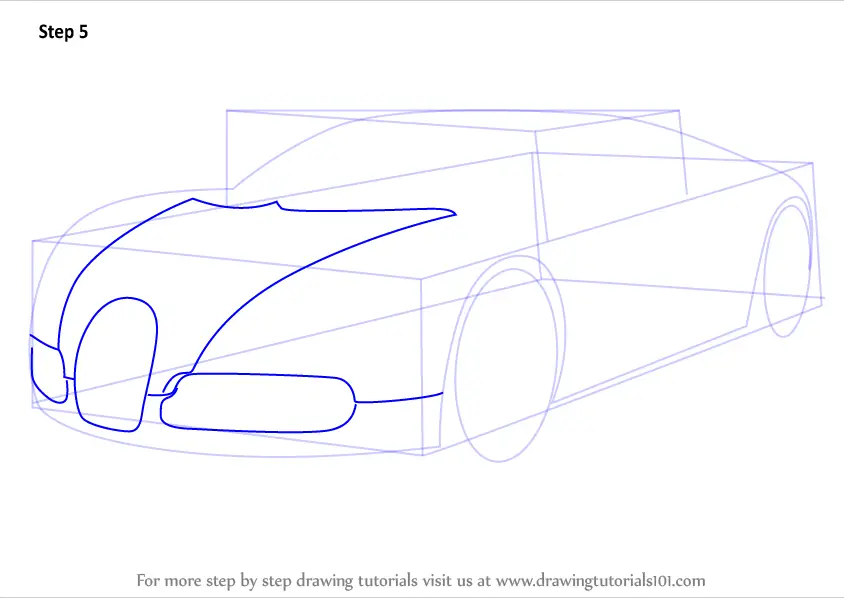 Learn How To Draw Bugatti Veyron (Sports Cars) Step By Step : Drawing Tutorials