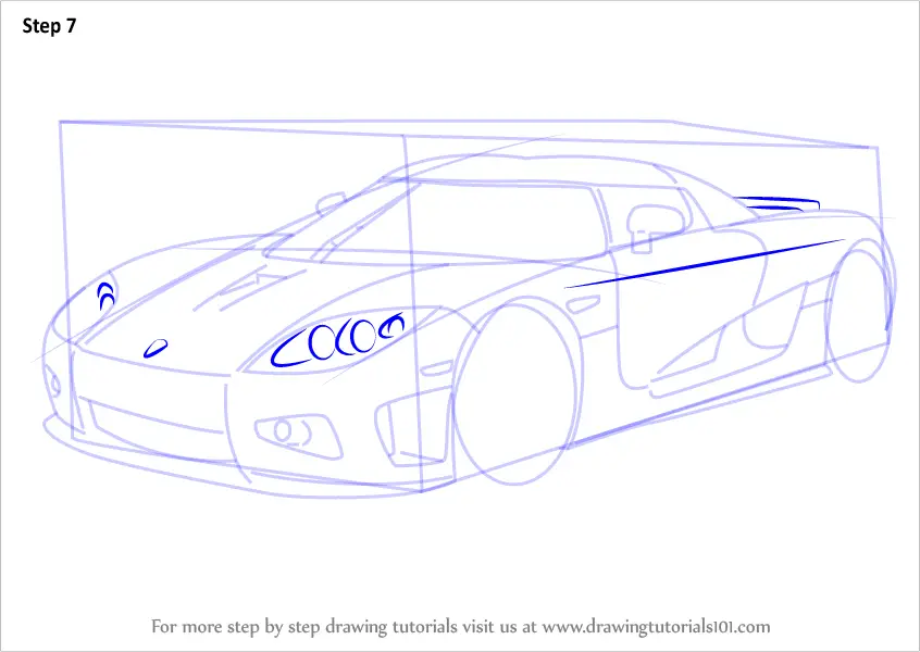 Learn How to Draw Koenigsegg CCX (Sports Cars) Step by Step : Drawing