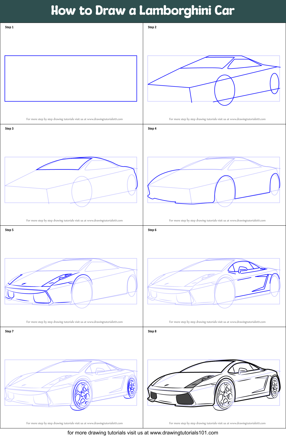 How to Draw a Car printable step by step drawing sheet