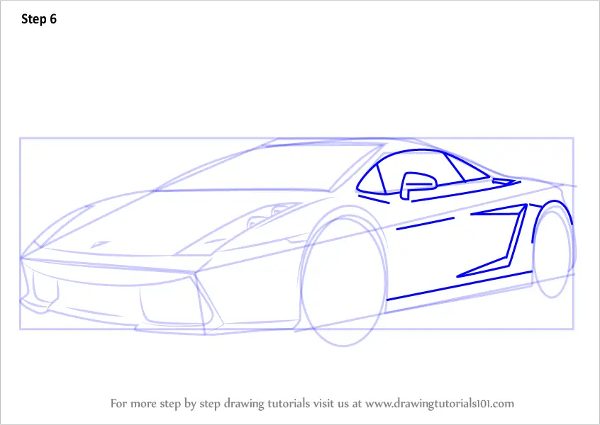 Step by Step How to Draw a Lamborghini Car : DrawingTutorials101.com