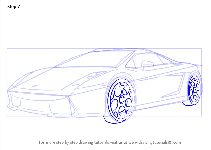 Learn How to Draw a Lamborghini Car (Sports Cars) Step by Step