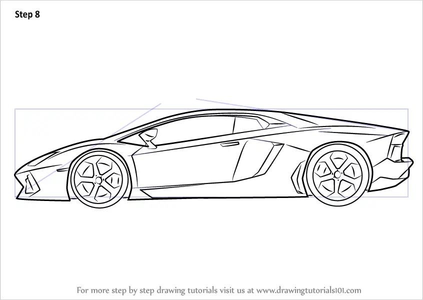 Learn How to Draw Lamborghini Centenario Side View (Sports Cars) Step