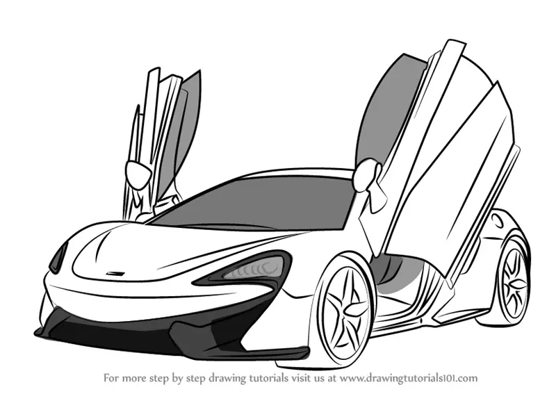 Learn How to Draw Mclaren 570s (Sports Cars) Step by Step : Drawing