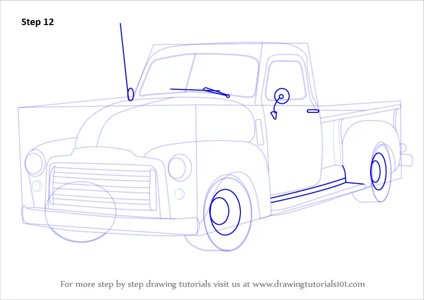 Learn How to Draw a GMC Pickup Truck (Trucks) Step by Step Drawing