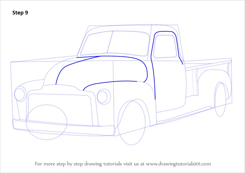 Learn How to Draw a GMC Pickup Truck (Trucks) Step by Step Drawing