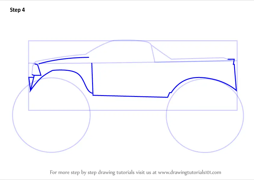 Learn How to Draw a Monster Truck (Trucks) Step by Step : Drawing Tutorials