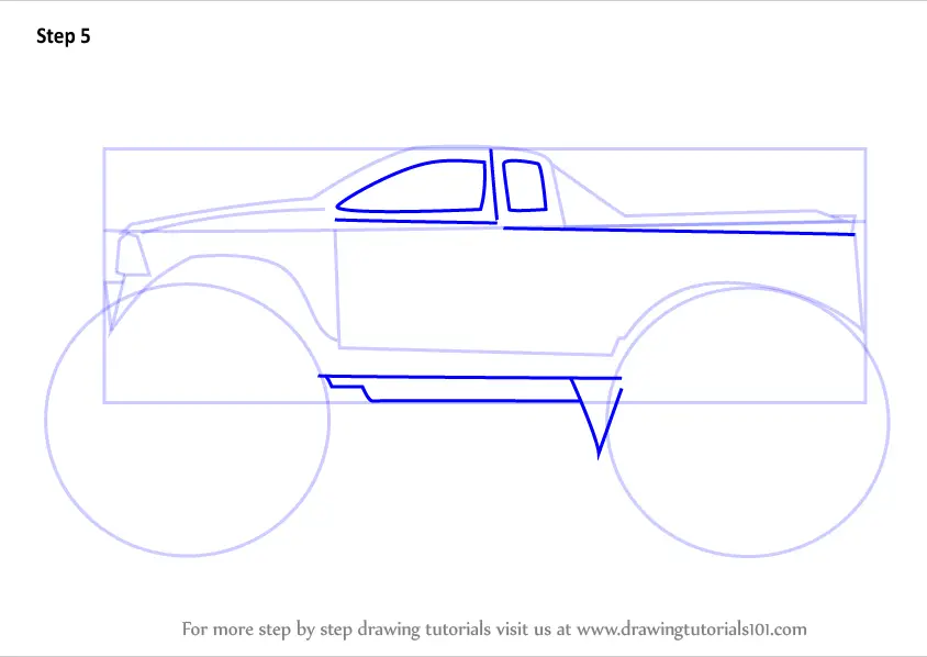 Learn How to Draw a Monster Truck (Trucks) Step by Step : Drawing Tutorials