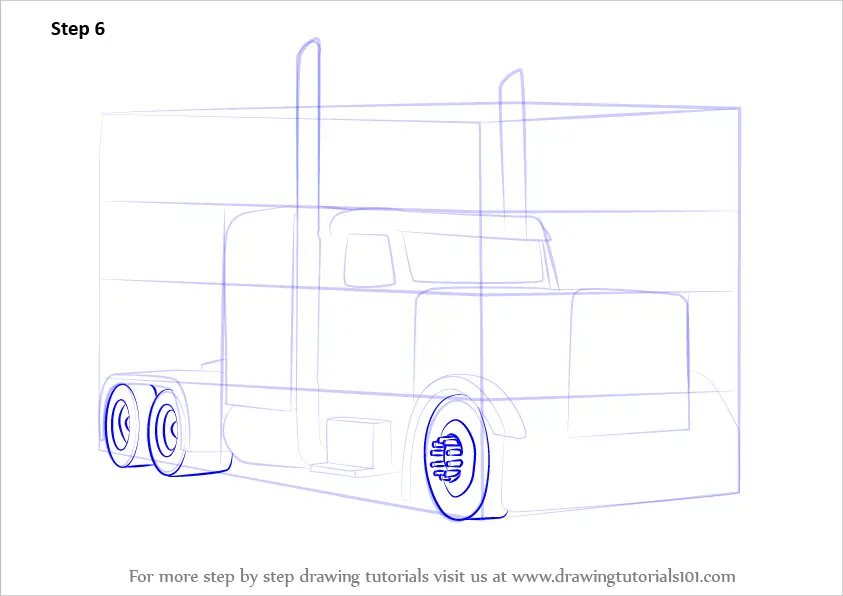 Learn How to Draw Peterbilt 379 Truck (Trucks) Step by Step Drawing