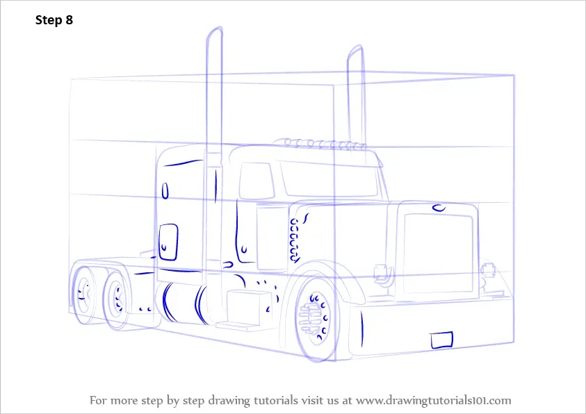 Learn How to Draw Peterbilt 379 Truck (Trucks) Step by Step Drawing