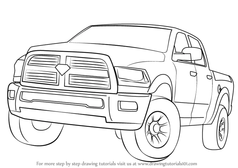 Step by Step How to Draw a Ram Truck : DrawingTutorials101.com