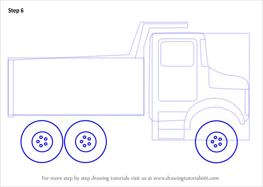 Learn How to Draw Simple Dump Truck (Trucks) Step by Step : Drawing