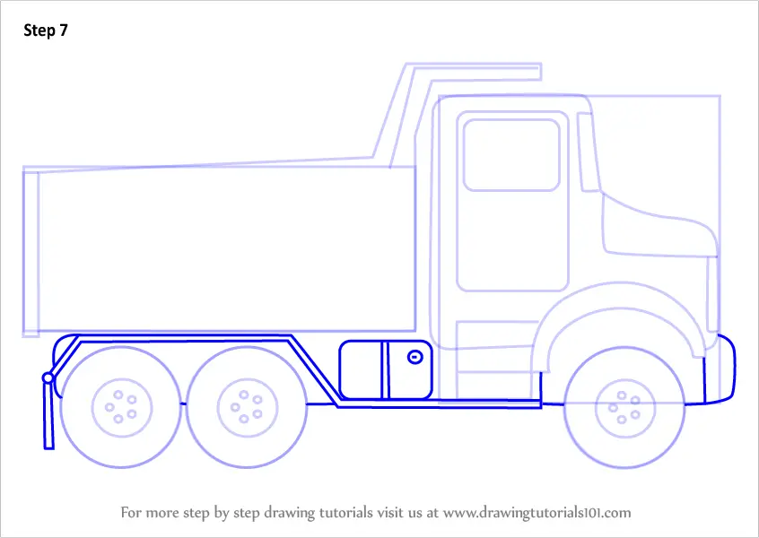 Learn How to Draw Simple Dump Truck (Trucks) Step by Step : Drawing