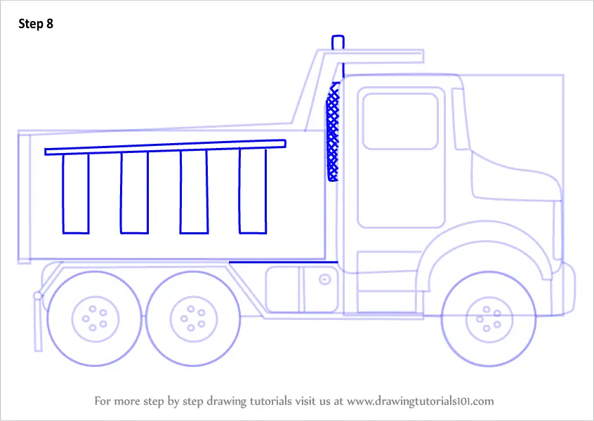 Learn How to Draw Simple Dump Truck (Trucks) Step by Step : Drawing