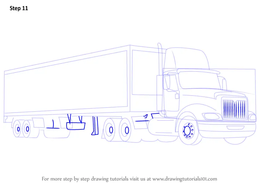 Step by Step How to Draw a Truck and Trailer